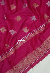 Queen's Pink - Raaga - Fine quality Semi Tussar Silk with Kanchi Border and Buttas - Best for Wedding Functions