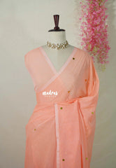 Peach Blossom - Soft Mul Cotton Saree with Gini work - Best for Summer | Casual Wear