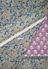 Muted Lilac - Fine Quality Pure Cotton Saree Bagru Prints Body Kalamkari Border and Pallu - Perfect for Regular Wear | Casual Wear | Summer Wear
