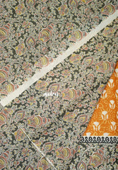 Mustard Yellow - Fine Quality Pure Cotton Saree Bagru Prints Body Kalamkari Border and Pallu - Perfect for Regular Wear | Casual Wear | Summer Wear