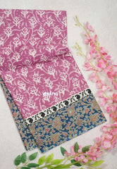 Muted Mauve Pink - Fine Quality Pure Cotton Saree with Baghru Prints in Body Kalamkari Border and Pallu  - Perfect for Regular Wear | Casual Wear | Summer Wear