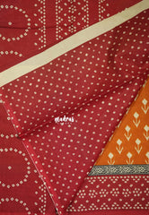 Mustard Orange - Fine Quality Pure Cotton Saree with Ikkat Prints - Perfect for Regular Wear | Casual Wear | Summer Wear
