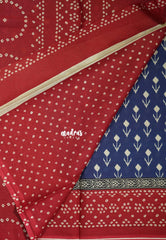Indigo Blue - Fine Quality Pure Cotton Saree with Ikkat Prints - Perfect for Regular Wear | Casual Wear | Summer Wear