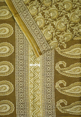 Olive Green - Fine Quality Pure Cotton Saree with Kalamkari Prints and Small Border - Perfect for Regular Wear | Casual Wear | Summer Wear