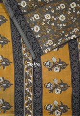 Grey - Fine Quality Pure Cotton Saree Floral Prints - Perfect for Regular Wear | Casual Wear | Summer Wear