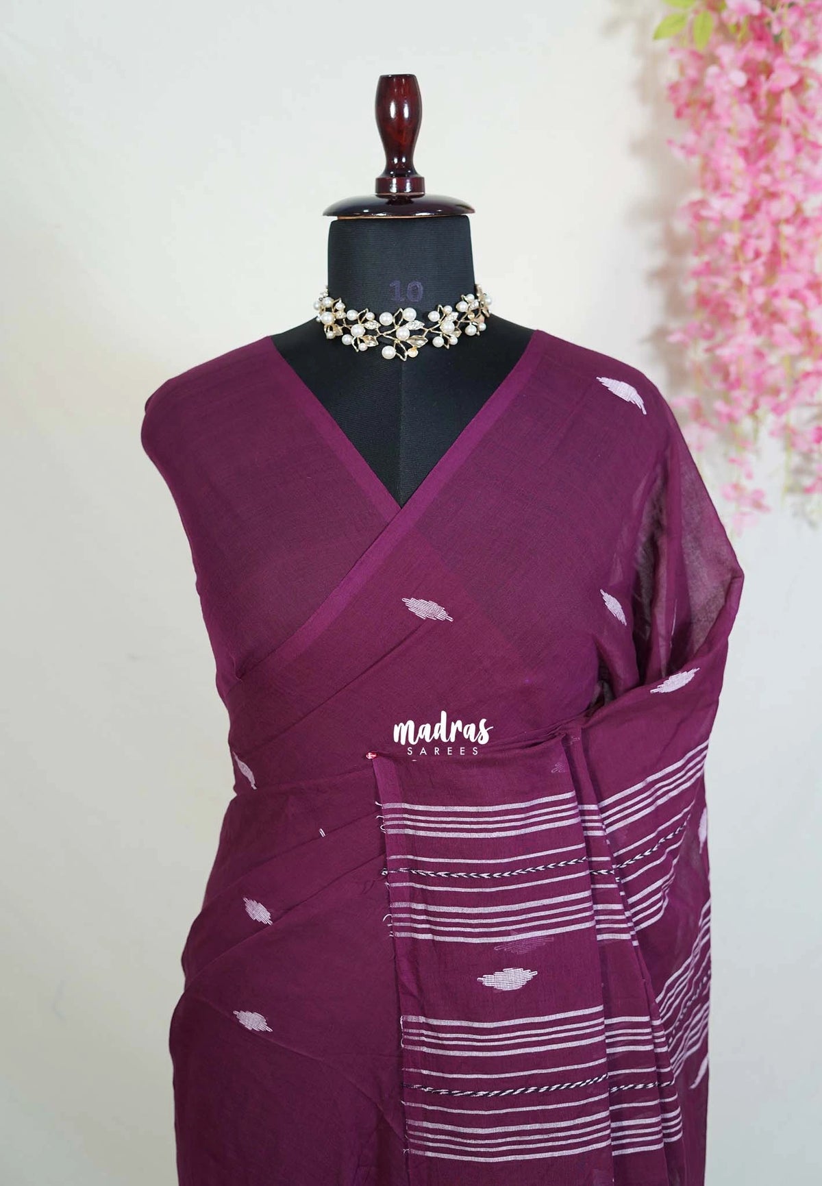 Mulberry Purple - Fine Quality Pure Cotton Saree with Assam Weaving - Perfect for Regular Wear | Casual Wear | Summer Wear