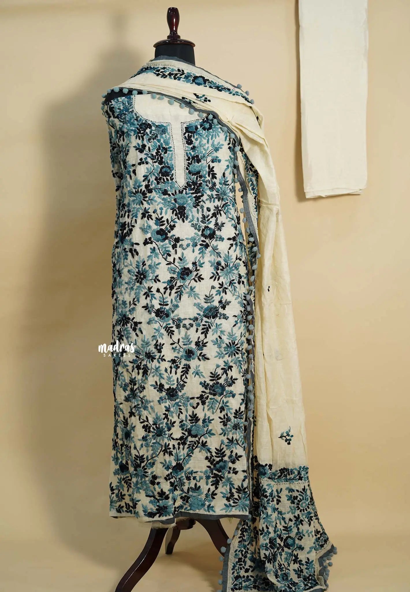 Amitha – Ivory Full heavy chikankari embroidered chanderi silk salwar suit