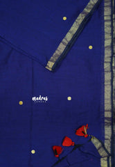 Midnight Blue - Soft Mul Cotton Saree with Gini work