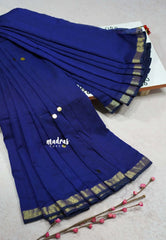 Midnight Blue - Soft Mul Cotton Saree with Gini work