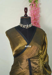 Gold Tissue khadi with black skirt border - Vani Bhojan saree