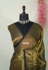 Gold Tissue khadi with black skirt border - Vani Bhojan saree