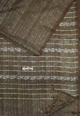 Greenish Brown - Silk Linen saree