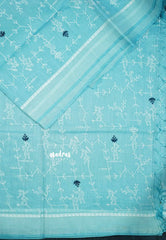 Design 3 - Pastel shades Haasini - Bamboo cotton silk with warli embroidery