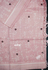 Design 3 - Pastel shades Haasini - Bamboo cotton silk with warli embroidery