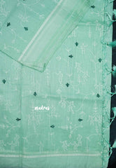 Design 1 - Pastel shades Haasini - Bamboo cotton silk with warli embroidery