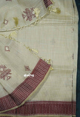 Design 3 - Halfwhite Haasini - Bamboo cotton silk with warli embroidery
