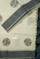 Design 4 - Halfwhite Haasini - Bamboo cotton silk with warli embroidery