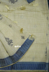 Design 3 - Halfwhite Haasini - Bamboo cotton silk with warli embroidery