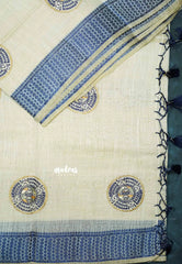 Design 4 - Halfwhite Haasini - Bamboo cotton silk with warli embroidery