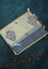 Design 2 - Halfwhite Haasini - Bamboo cotton silk with warli embroidery