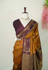 Vintage Mustard Brown - Hamsavalli – Soft Silk Saree Kolam Motifs Weaving Body and Border with Rich Pallu  - Best for wedding