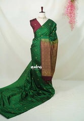 Bottle Green - Hamsavalli – Soft Silk Elegance rudraksham mayil kattam body contrast blouse - Perfect for Festive Wear