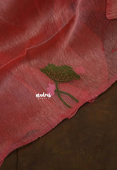 Candle Light Peach - Handloom Silk Linen Jamdani Saree - With Handloom Mark