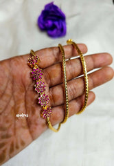 Aimpon  mugappu chain / Thali chain Ruby stone Flower design