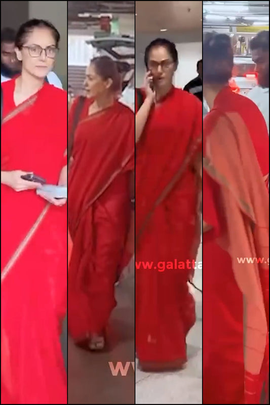 Chilli red - Paavai khadi small thread border Actress simran saree