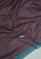 Muted Plum Purple - Isha - Chanderi Silk Saree Checks with Tiny Zari Border - Best for Office Wear | Casual Wear