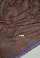 Biscut Brown - Isha - Chanderi Silk Saree Checks with Tiny Zari Border - Best for Office Wear | Casual Wear