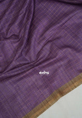 Muted Purple - Isha - Chanderi Silk Saree Checks with Tiny Zari Border - Best for Office Wear | Casual Wear