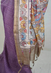 Muted Purple - Isha - Chanderi Silk Saree Checks with Tiny Zari Border - Best for Office Wear | Casual Wear