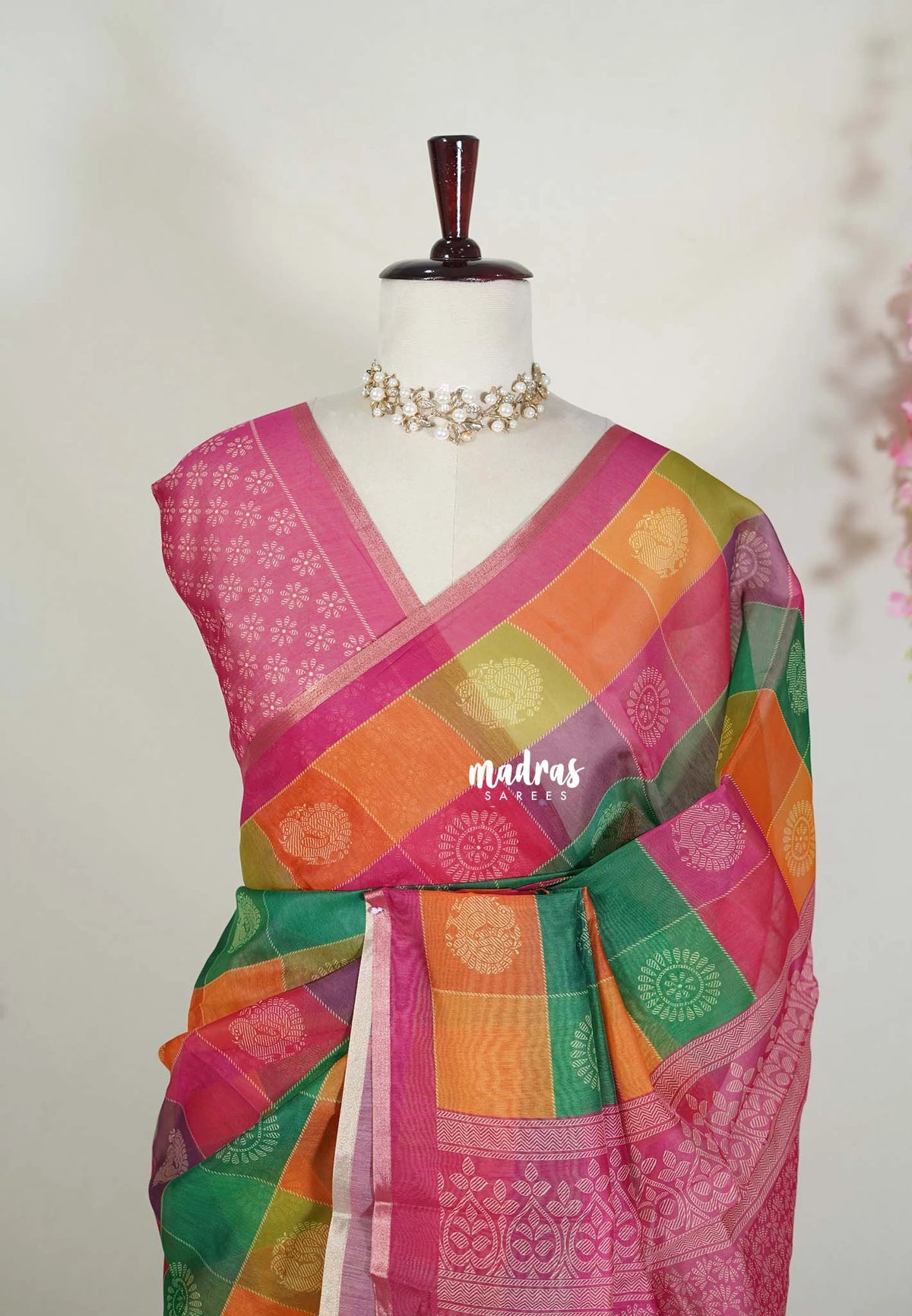 Heritage Rainbow - Isha - Chanderi Silk with Paalum Pazhamum Kattam Prints - Best for Small Functions