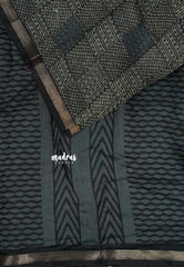 Dark Grey - Isha - Chanderi cotton checks weaving with small tissue border