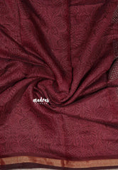 Beet Pink - Isha - Chanderi cotton checks weaving with small tissue border