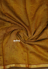 Honey Brown - Isha - Chanderi cotton checks weaving with small tissue border