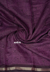 Purple Glow - Isha - Chanderi cotton checks weaving with small tissue border