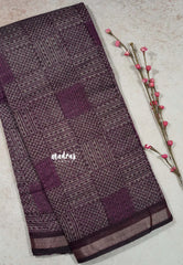 Purple Glow - Isha - Chanderi cotton checks weaving with small tissue border
