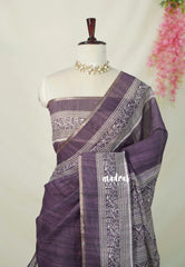 Muted Jamun Purple - Linen cotton with Grooves - Best for Office Wear | Casual Wear