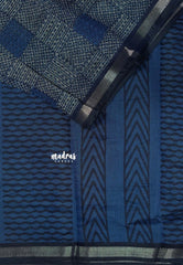 Indigo Blue - Isha - Chanderi cotton checks weaving with small tissue border