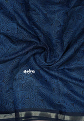 Indigo Blue - Isha - Chanderi cotton checks weaving with small tissue border