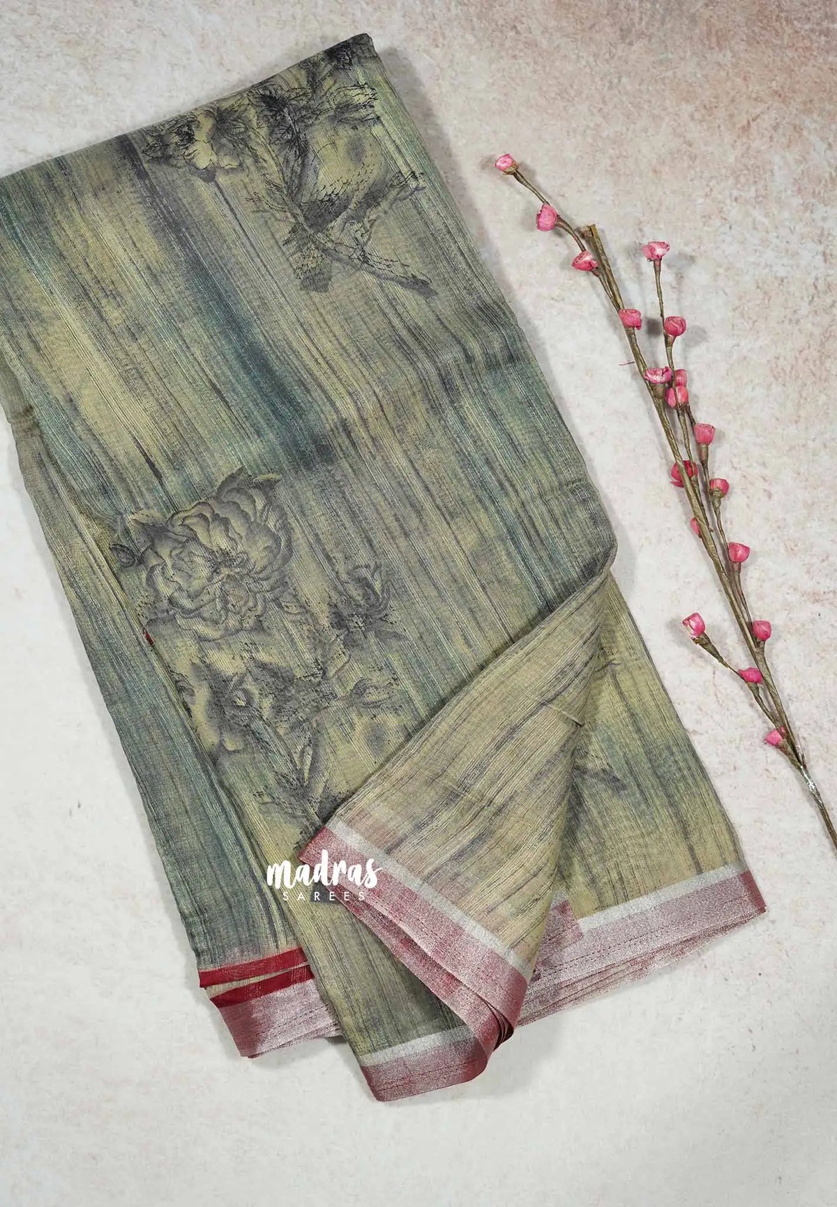 Earth stone Grey - Isha - chanderi cotton with tissue border