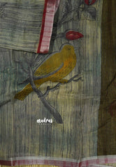 Earth stone Grey - Isha - chanderi cotton with tissue border