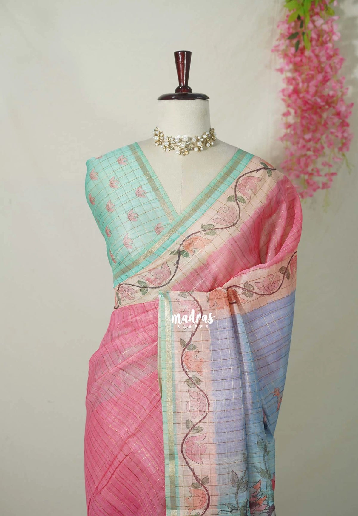 Candy Pink - Isha - Chanderi Silk Saree Checks with Tiny Zari Border - Best for Office Wear | Casual Wear