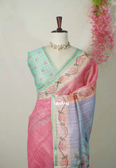 Candy Pink - Isha - Chanderi Silk Saree Checks with Tiny Zari Border - Best for Office Wear | Casual Wear