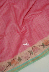 Candy Pink - Isha - Chanderi Silk Saree Checks with Tiny Zari Border - Best for Office Wear | Casual Wear
