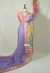 Lavender Purple - Isha - Chanderi Silk Saree Checks with Tiny Zari Border - Best for Office Wear | Casual Wear