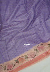 Lavender Purple - Isha - Chanderi Silk Saree Checks with Tiny Zari Border - Best for Office Wear | Casual Wear