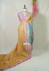 Sandal Glow - Isha - Chanderi Silk Saree Checks with Tiny Zari Border - Best for Office Wear | Casual Wear
